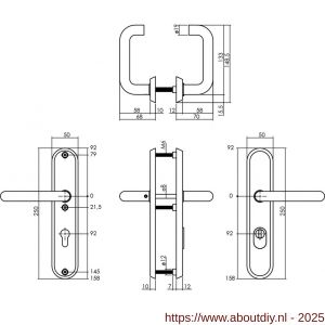 Intersteel Essentials 3785 SKG3 veiligheidsbeslag ovaal 250x50 mm kruk-kruk Rond met veerconstructie profielcilindergat 92 mm met kerntrekbeveiliging RVS - A26006874 - afbeelding 2