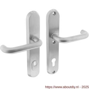 Intersteel Essentials 3785 SKG3 veiligheidsbeslag ovaal 250x50 mm kruk-kruk Rond met veerconstructie profielcilindergat 92 mm met kerntrekbeveiliging RVS - A26006874 - afbeelding 1