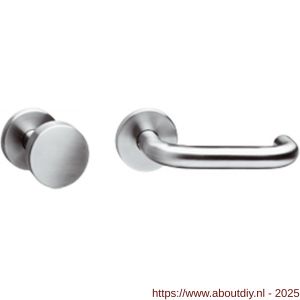 Intersteel 3937 knop-kruk garnituur rechts Rond op rozet verdekt diameter 55x8 mm en cilinderrozetten RVS - A26000646 - afbeelding 1