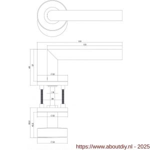 Intersteel 3939 knop-kruk garnituur rechts Jura op rozet verdekt diameter 55x8 mm en cilinderrozetten RVS - A26000648 - afbeelding 2