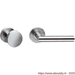 Intersteel 3939 knop-kruk garnituur links Jura op rozet verdekt diameter 55x8 mm en cilinderrozetten RVS - A26000649 - afbeelding 1