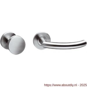 Intersteel 3942 knop-kruk garnituur links Half rond-90 graden op rozet verdekt diameter 55x8 mm en cilinderrozetten RVS - A26000642 - afbeelding 1