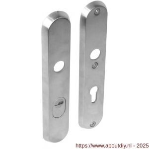 Intersteel 3961 SKG3 veiligheidsschilden ovaal 250x50 mm profielcilindergat 72 mm met kerntrekbeveiliging RVS - A26006048 - afbeelding 1
