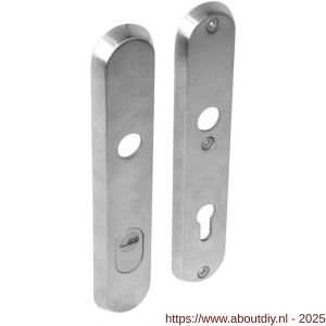 Intersteel 3961 SKG3 veiligheidsschilden ovaal 250x50 mm profielcilindergat 92 mm met kerntrekbeveiliging RVS - A26006049 - afbeelding 1