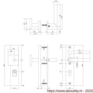 Intersteel Essentials 3962 SKG3 veiligheidsbeslag rechthoekig 250x50 mm greep-kruk Jura profielcilindergat 72 mm met kerntrekbeveiliging RVS - A26008641 - afbeelding 2