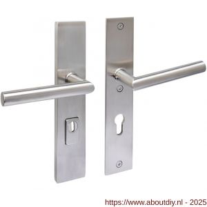 Intersteel 3964 SKG3 veiligheidsbeslag rechthoekig 250x50 mm kruk-kruk Jura met veerconstructie profielcilindergat 72 mm met kerntrekbeveiliging RVS - A26010824 - afbeelding 1