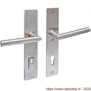 Intersteel 3964 SKG3 veiligheidsbeslag rechthoekig 250x50 mm kruk-kruk Jura met veerconstructie profielcilindergat 92 mm met kerntrekbeveiliging RVS - A26010823 - afbeelding 1