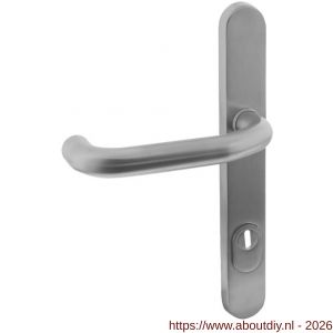 Intersteel 3987 SKG3 veiligheid buitenschild ovaal smal 254x35 mm met kruk Verkropt en veerconstructie profielcilindergat 92 mm met kerntrekbeveiliging RVS - A26008654 - afbeelding 1