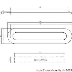 Intersteel Living 4000 briefplaat ovaal 340x80 mm met verende klep binnendraaiend RVS - A26007316 - afbeelding 2