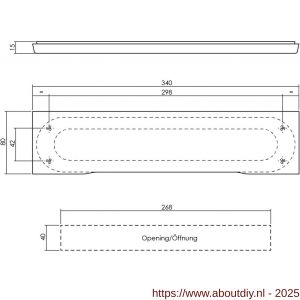 Intersteel Essentials 4015 tochtwering rechthoekig 340x80 mm verdekt RVS - A26006065 - afbeelding 2