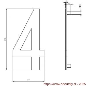 Intersteel Essentials 4020 huisnummer 4 150 mm RVS - A26002187 - afbeelding 2