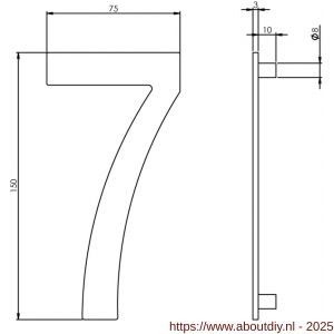 Intersteel Essentials 4020 huisnummer 7 150 mm RVS - A26002190 - afbeelding 2