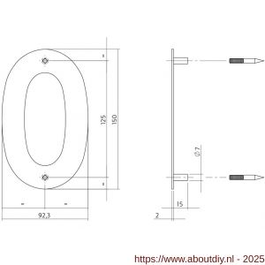 Intersteel Essentials 4020 huisnummer 0 150x2 mm RVS - A26002157 - afbeelding 2