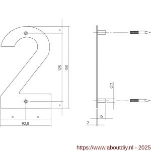 Intersteel Essentials 4020 huisnummer 2 150x2 mm RVS - A26002159 - afbeelding 2