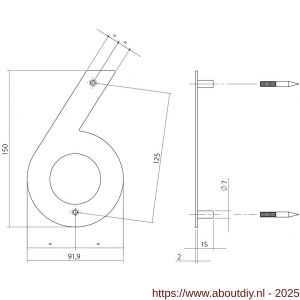 Intersteel Essentials 4020 huisnummer 6 150x2 mm RVS - A26002162 - afbeelding 2