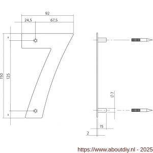 Intersteel Essentials 4020 huisnummer 7 150x2 mm RVS - A26002163 - afbeelding 2