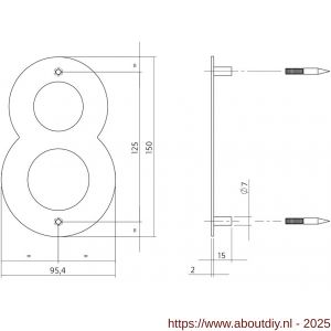 Intersteel Essentials 4020 huisnummer 8 150x2 mm RVS - A26002164 - afbeelding 2