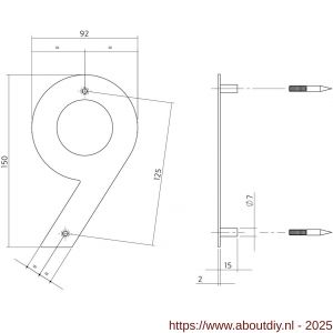 Intersteel Essentials 4020 huisnummer 9 150x2 mm RVS - A26002165 - afbeelding 2