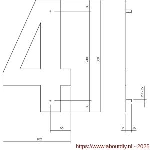 Intersteel Living 4021 huisnummer 4 XL hoogte 300 mm RVS geborsteld - A26009265 - afbeelding 2