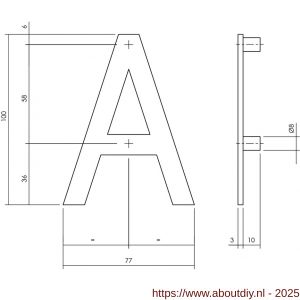 Intersteel Essentials 4026 huisletter A 100 mm RVS - A26002208 - afbeelding 2