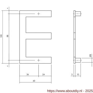 Intersteel Essentials 4026 huisletter E 100 mm RVS - A26002212 - afbeelding 2