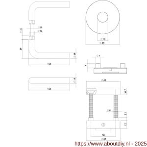 Intersteel 4057 set achterdeurbeslag rond deurkruk Luzern met massieve rozetten en SKG3 veiligheidsrozetten RVS - A26010821 - afbeelding 2