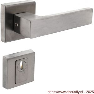 Intersteel Living 4057 set achterdeurbeslag vierkant Amsterdam met massieve rozetten en SKG3 veiligheidsrozetten RVS - A26010696 - afbeelding 1