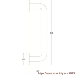 Intersteel Living 4321 deurgreep U-vorm 252x62x19 mm op rozetten diameter 45 mm RVS - A26001997 - afbeelding 2