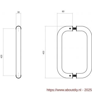 Intersteel Essentials 4323 deurgreep U-vorm 455x80x30 mm hart op hart 425 mm RVS - A26006088 - afbeelding 2