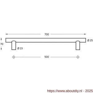 Intersteel Essentials 4325 deurgrepen per paar T-vorm 700x70x25 mm hart op hart 500 mm RVS - A26006105 - afbeelding 2