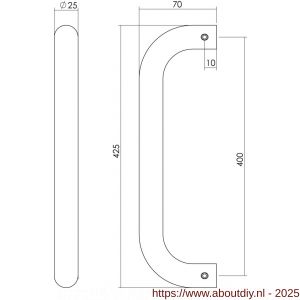 Intersteel Essentials 4333 deurgreep per stuk U-vorm 425x70x25 mm hart op hart 400 mm RVS - A26006132 - afbeelding 2