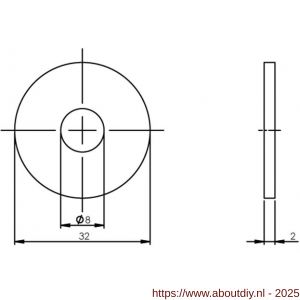 Intersteel Essentials 4380 drukverdeelrozet diameter 32 mm voor deurgrepen RVS - A26006158 - afbeelding 2