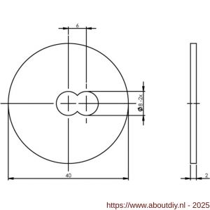 Intersteel Essentials 4380 drukverdeelrozet diameter 40 mm voor deurgrepen en type T-schuin RVS - A26006159 - afbeelding 2