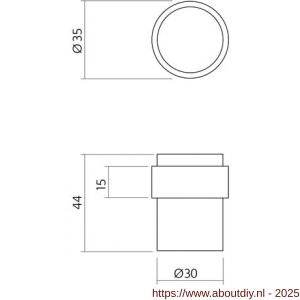 Intersteel Essentials 4420 deurstop diameter 30x40 mm vloermontage RVS - A26007390 - afbeelding 2