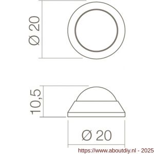 Intersteel Essentials 4421 deurstop bol diameter 20x10 mm wandmontage RVS - A26006161 - afbeelding 2