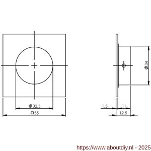 Intersteel Essentials 4476 schuifdeurkom vierkant 34x55 mm verdekt RVS - A26007653 - afbeelding 2