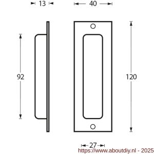 Intersteel Essentials 4476 schuifdeurkom rechthoekig 120x40 mm opschroevend RVS - A26007657 - afbeelding 2