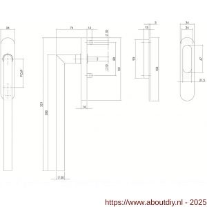 Intersteel 4500 hef-schuifdeurbeslag Draaigreep hoek 90 graden profielcilindergat 69 mm en schuifdeurkom RVS geborsteld - A26003875 - afbeelding 2