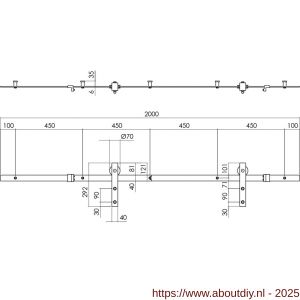 Intersteel Living 4501 schuifdeursysteem 2x1 meter met hangrollen recht 290 mm RVS - A26008785 - afbeelding 2