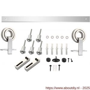 Intersteel Living 4501 schuifdeursysteem 2x1 meter met hangrollen open wiel top 155 mm RVS - A26008790 - afbeelding 1