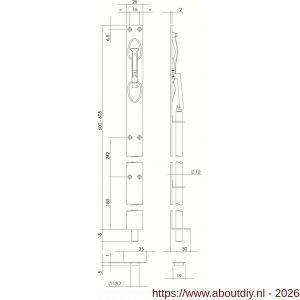 Intersteel Living 4520 kantschuif 25x600 mm RVS - A26007276 - afbeelding 2