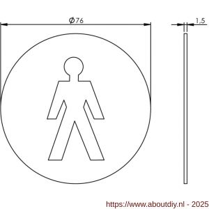 Intersteel Living 4600 pictogram zelfklevend rond diameter 76 mm WC heren RVS - A26007667 - afbeelding 2
