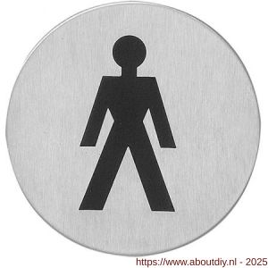 Intersteel Living 4600 pictogram zelfklevend rond diameter 76 mm WC heren RVS - A26007667 - afbeelding 1