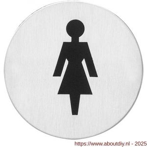 Intersteel Essentials 4600 pictogram zelfklevend rond diameter 76 mm WC dames RVS - A26007665 - afbeelding 1