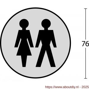 Intersteel Essentials 4600 pictogram zelfklevend rond diameter 76 mm WC dames en heren RVS - A26007663 - afbeelding 2