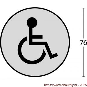 Intersteel Living 4600 pictogram zelfklevend rond diameter 76 mm WC minder valide RVS - A26007670 - afbeelding 2