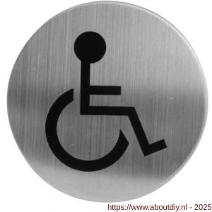 Intersteel Living 4600 pictogram zelfklevend rond diameter 76 mm WC minder valide RVS - A26007670 - afbeelding 1