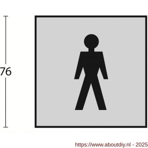 Intersteel Living 4601 pictogram zelfklevend vierkant 76x76 mm WC heren RVS - A26003382 - afbeelding 2