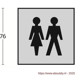 Intersteel Living 4601 pictogram zelfklevend vierkant 76x76 mm WC dames en heren RVS - A26003384 - afbeelding 2