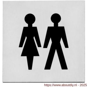 Intersteel Living 4601 pictogram zelfklevend vierkant 76x76 mm WC dames en heren RVS - A26003384 - afbeelding 1
